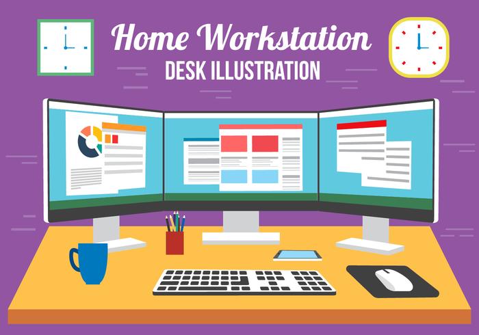 Free Vector Multi Screen Desk