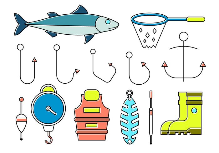 Libere los iconos de la pesca vector