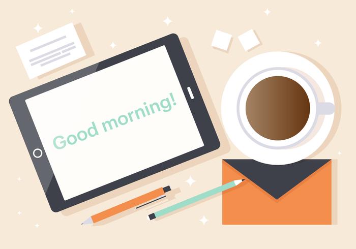 Good Morning Tablet Vector Illustration