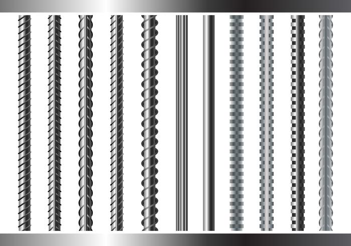 Sreel Rebars Set on White Background vector