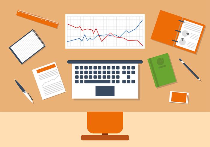 Orange Business Manager Workspace Vector Illustration