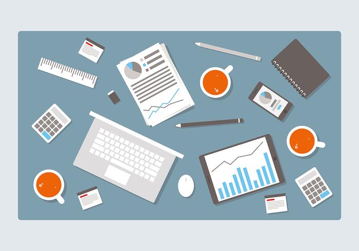 Gray Flat Workspace Vector Illustration