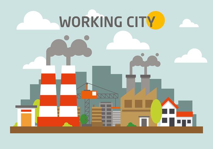 Industrial City Landscape Vector Illustration