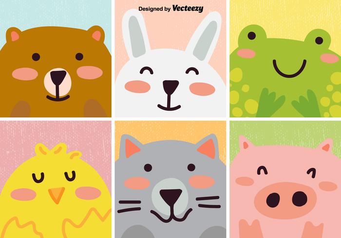 Vector Conjunto De Cute Cartoon Animal