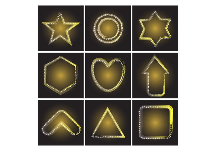 Free Various Shapes of Yellow Gold Neon Star Vector Free Various Shapes of Yellow Gold Neon Star Vector