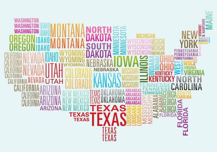 Mapa de palabras de EE.UU. vector