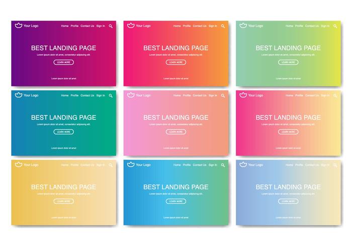 Landing Page Web Kit Linear Gradient Vector