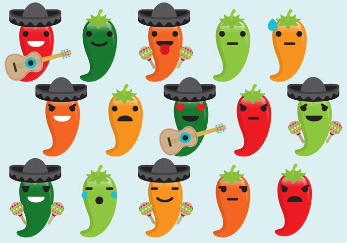 Chili Mariachi Emoticons vector