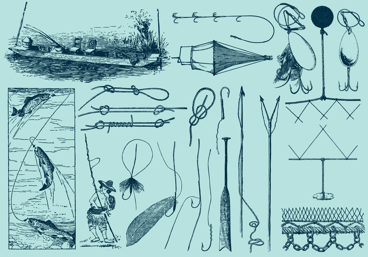 Fishing Tools And Drawings 119102 Vector Art at Vecteezy