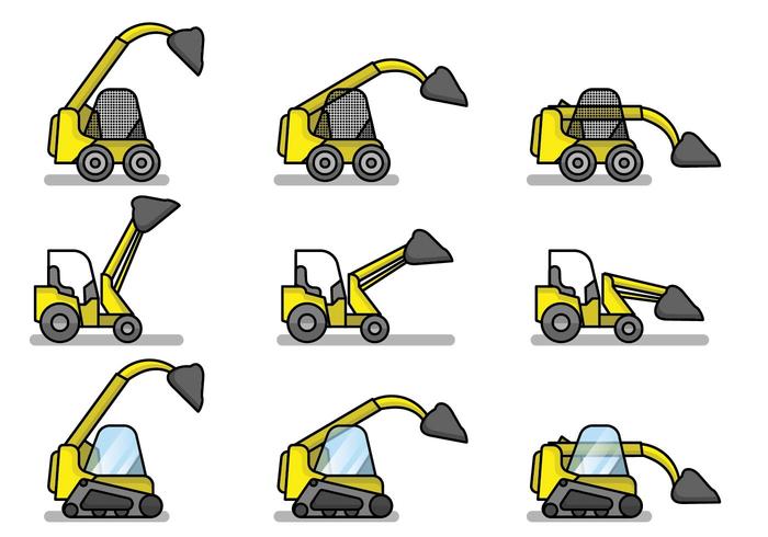 Free Flat Skid Steer Set vector