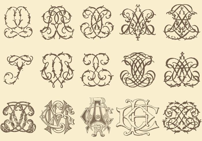 Monogramas antiguos vector