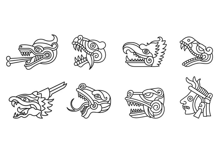 Set Of Quetzalcoatl Symbol Vector