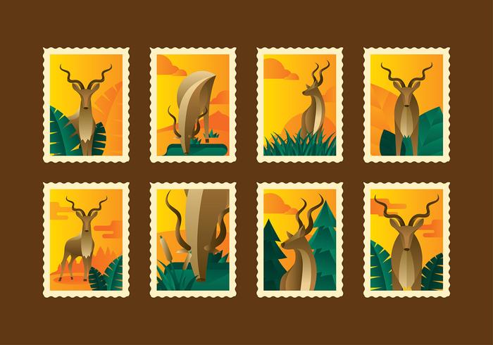 RETRO KUDU STAMP VECTOR RETRO KUDU STAMP VECTOR