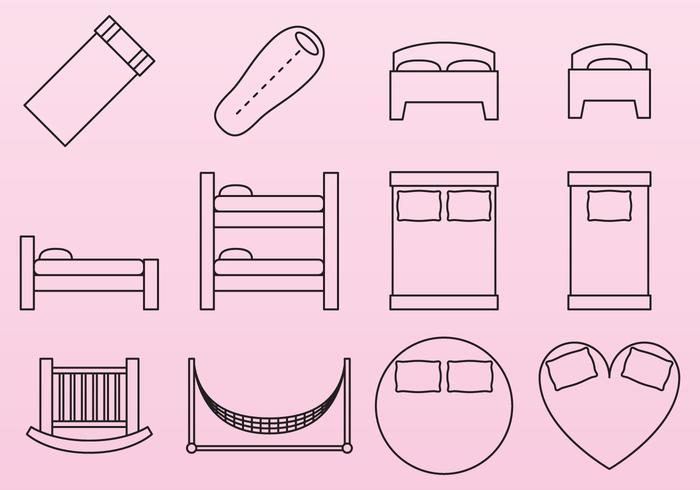 Iconos de la cama vector