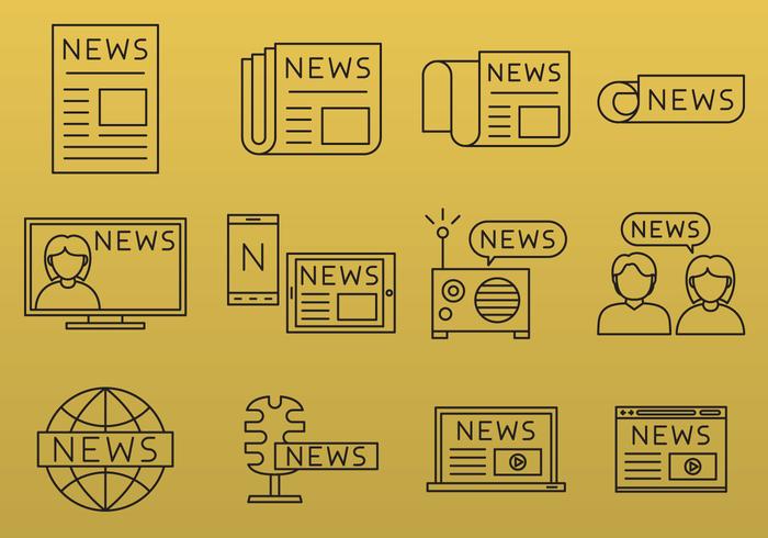 Iconos de línea de noticias vector