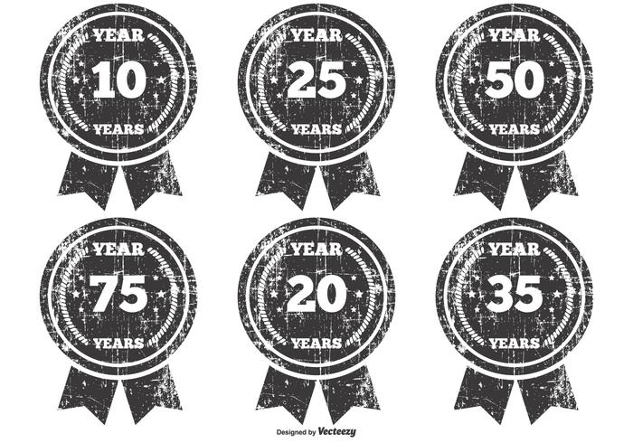 Grunge Aniversario Badges vector