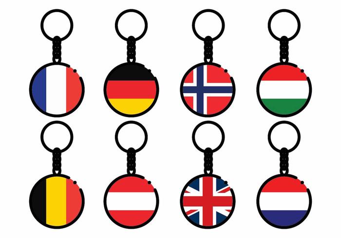 Free Europe Country Flag Key Chains Vector