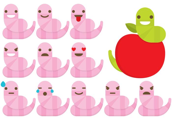 Earthworm Emoticons vector