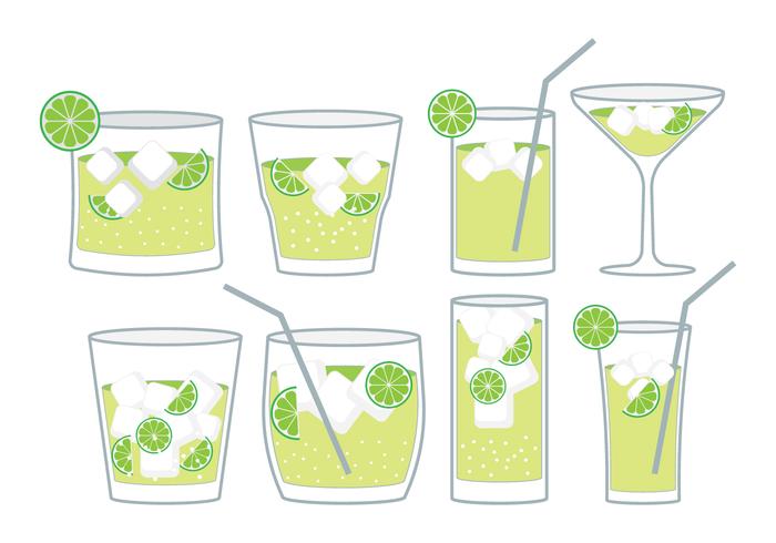 Caipirinha Cocktail Set vector