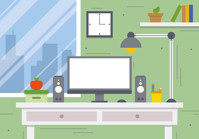 Free Business Workspace Concept Vector Illustration