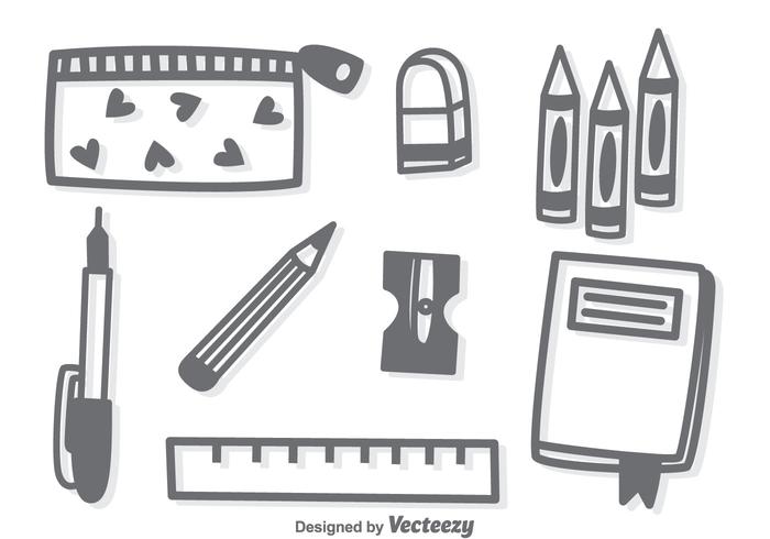 Hand Drawn Stationary Vector