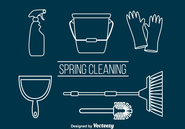 Spring Cleaning Outline Vector