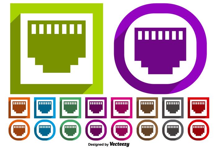 Vector Set Of Ethernet Port Symbol Buttons