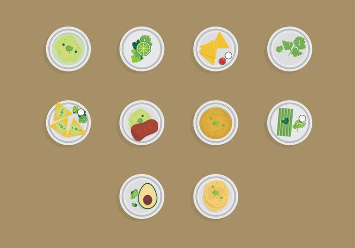 Food with Cilantro Icon Set Food with Cilantro Icon Set