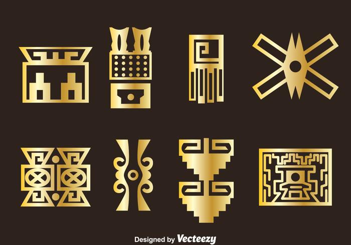 Golden Incas Icons Vector