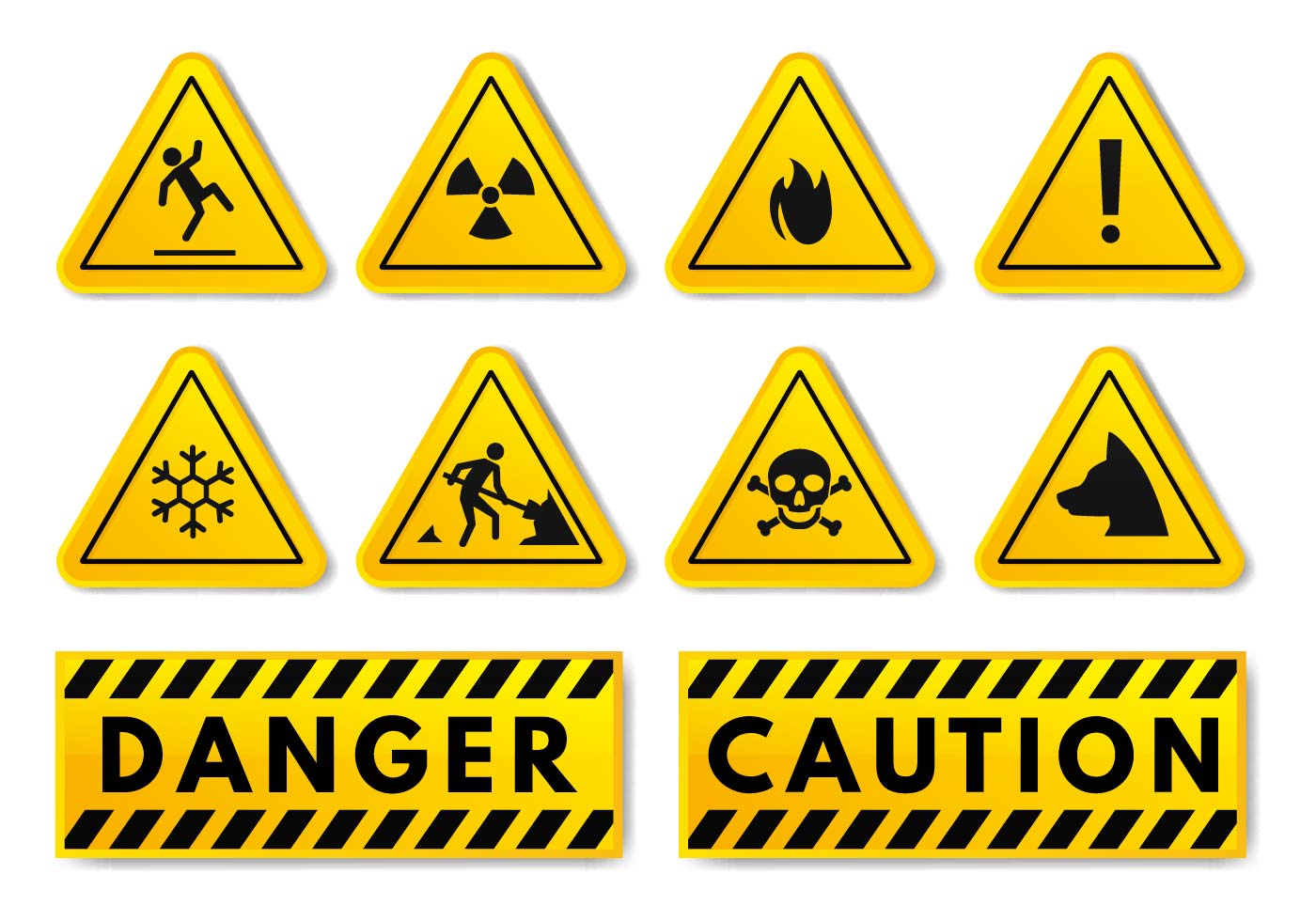 Warning And Caution Sign Vector Vector Art At Vecteezy