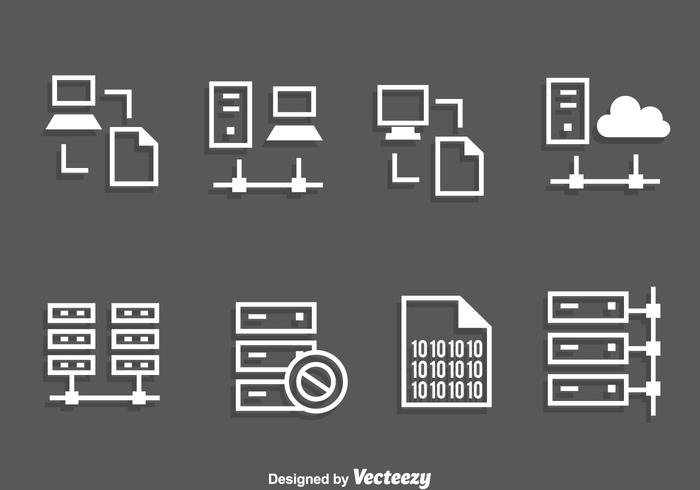 Server Rack White Icons Vector