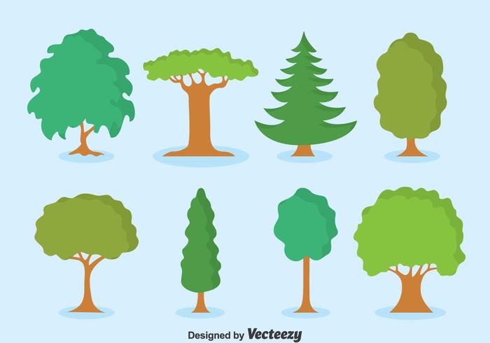 Green Tree Collection Set Vector