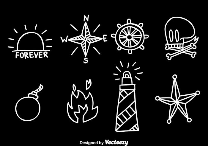 Hand Drawn Old School Tattoo Vector Hand Drawn Old School Tattoo Vector