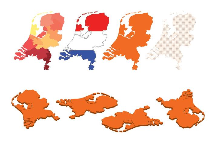 Conjunto de mapas de Países Bajos vector