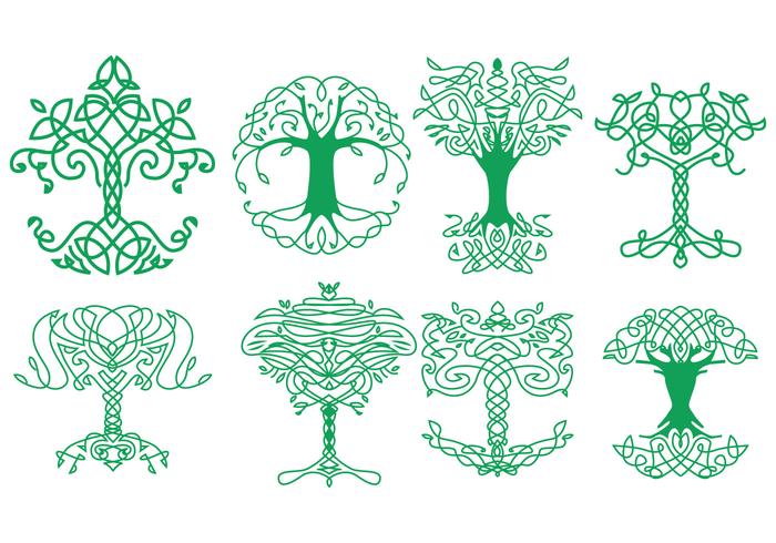 Celtic Tree Icons vector