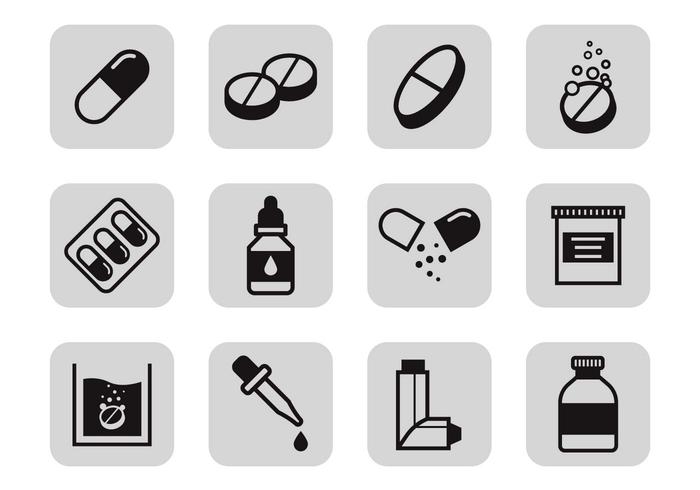 Drugs and Medicine Icons Vector