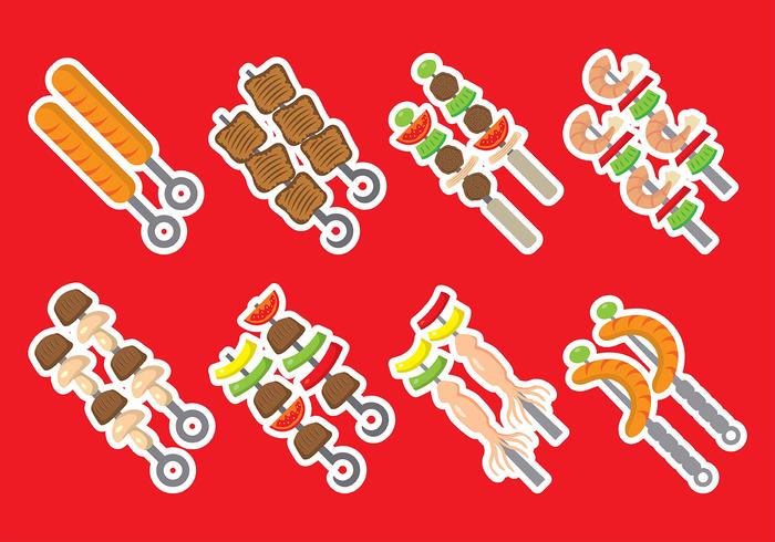 Brochette Kebab Vector Iconos