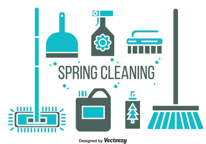 Iconos de limpieza de primavera Vector