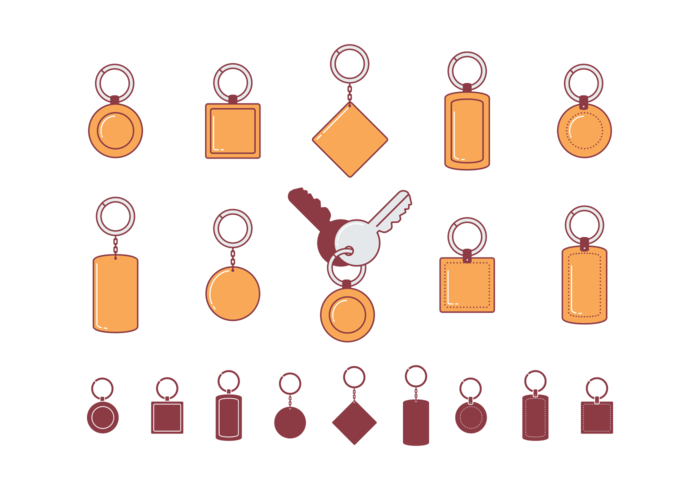 Key Chains Flat Icons vector