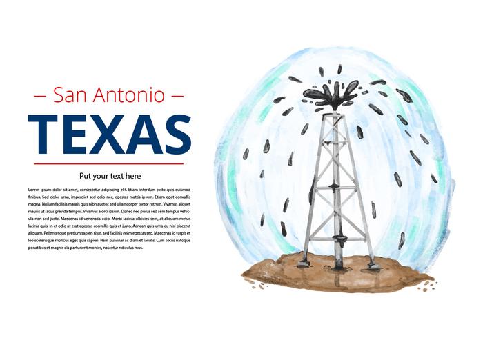 Vector libre de la acuarela del taladro de petróleo de Tejas