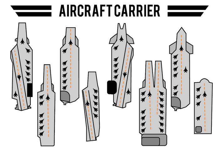 Flat Aircraft Carrier Icon Set vector