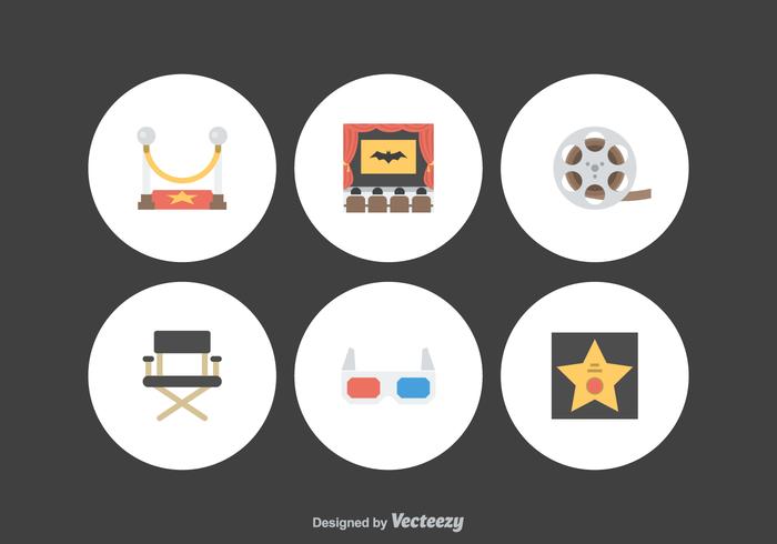 Libere los iconos planos del vector de la película