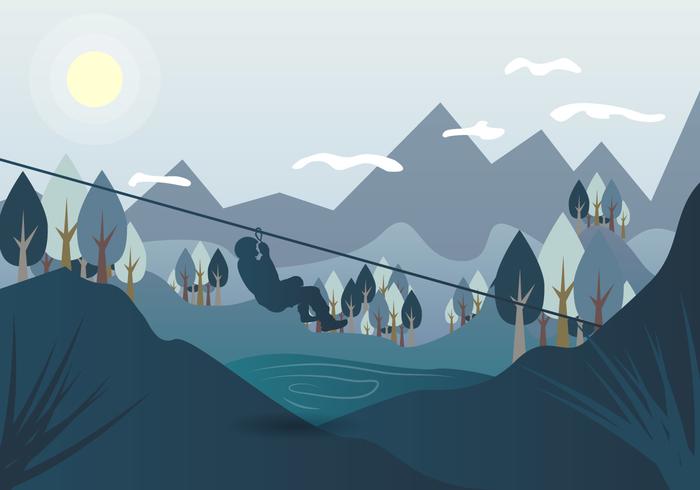 Zipline paisaje ilustración vectorial vector