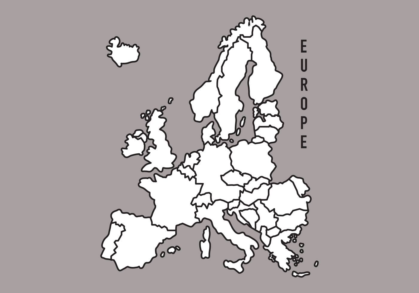 Black and White Europe Map - Download Free Vector Art, Stock Graphics