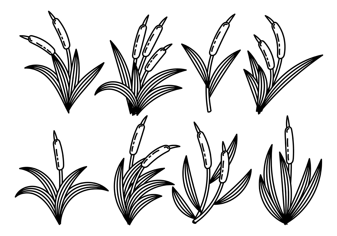 Download Black and White Cattails Icon Vector - Download Free ...