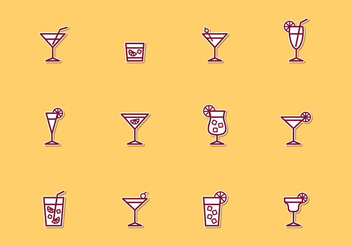 Cocktail Thin Line Icons vector