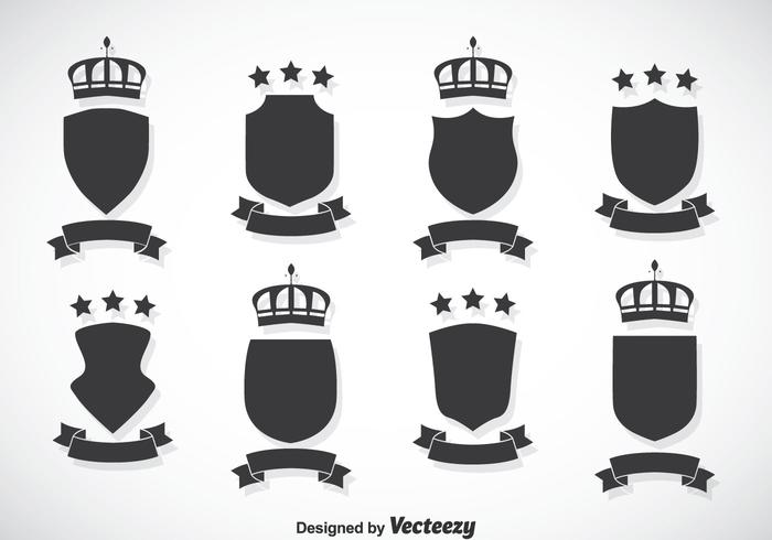 Shield And Crown Vector Set
