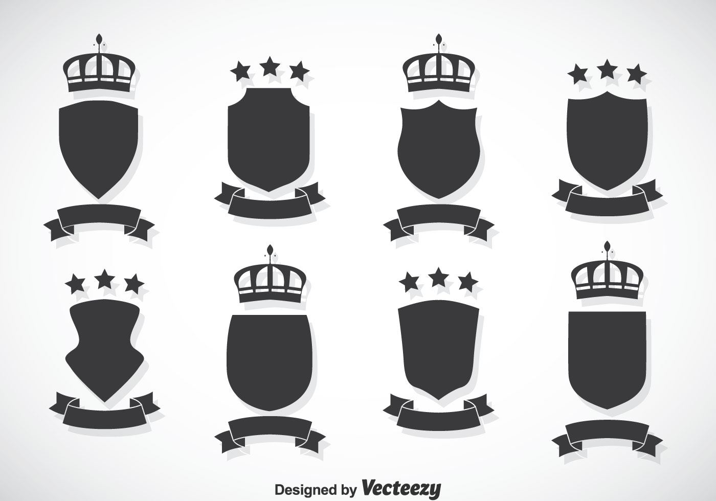 Shield And Crown Vector Set - Download Free Vector Art, Stock Graphics