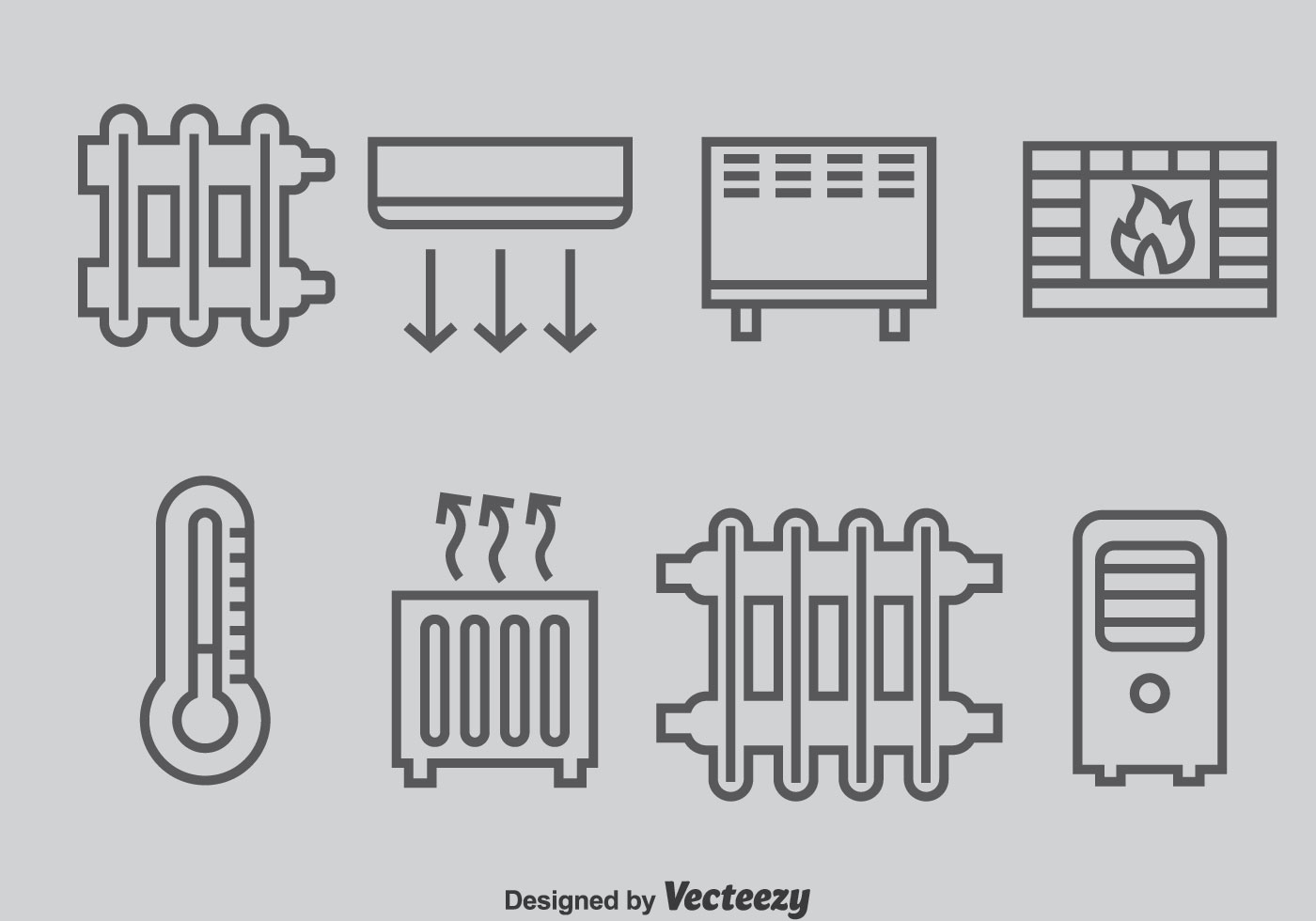 Heating And Cooling System Icons Vector - Download Free Vector Art