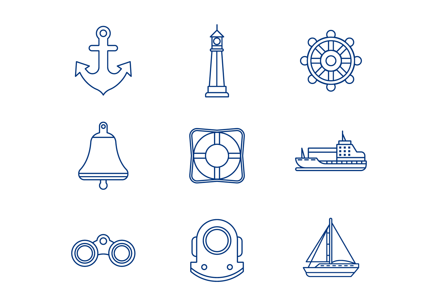 Download Free Nautical Line Icons - Download Free Vector Art, Stock ...